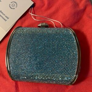 Judith Lieber Blue Crystal Clutch or Crossbody with Chain Strap- Authentic